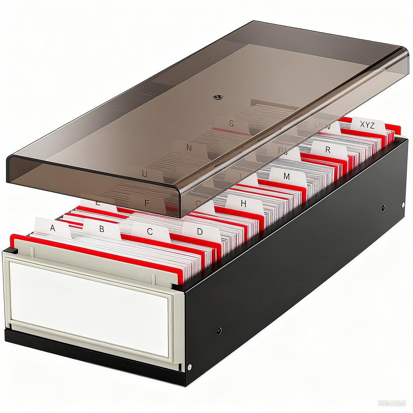 COTOSEA Business Card Holder for Desk, 800 Capacity Plastic Business Card Organizer Box, Desktop 3.5x2.2in Credit Flash Gift Cards Holder File Box Storage, A-Z Tabs, Metal Structure, Black