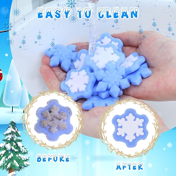 Jerify 40 Pcs Snowflake Winter Fidget Toys Frozen Party Favors Winter Stress Balls Bulk Soft Sensory Fidget Sticky Toys Ice Skating Cute Party Favors for Goodie Bag Stuffers