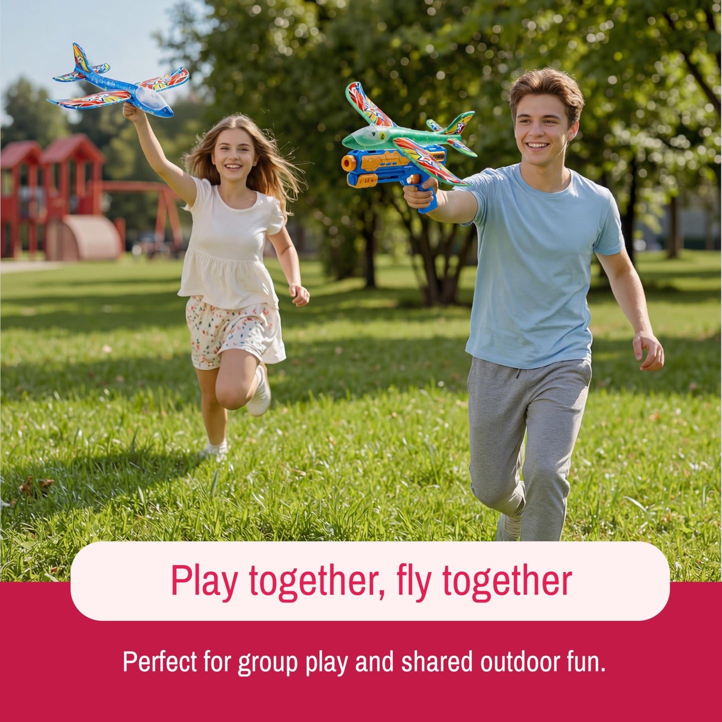 JOYIN LED Foam Glider Airplane Launcher Set, 3 Light-Up Flying Planes with 1 Handheld Launcher, Long Distance Outdoor Flying Game for Teens & Adults (14+)