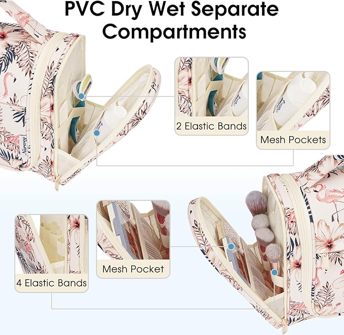 Narwey Hanging Toiletry Bag for Women Travel Makeup Bag Organizer Toiletries Bag for Cosmetics Essentials Accessories