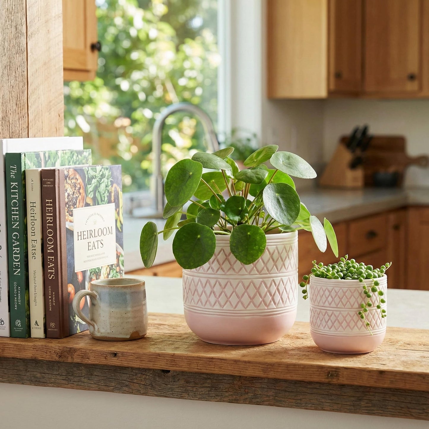 HERDUK Decorative Ceramic Flower Pots Set of 2 – 6 & 4.7 Inch Indoor Plant Pots, Boho Decorative Pots for Plants, Orchid & Succulent Planters with Drainage