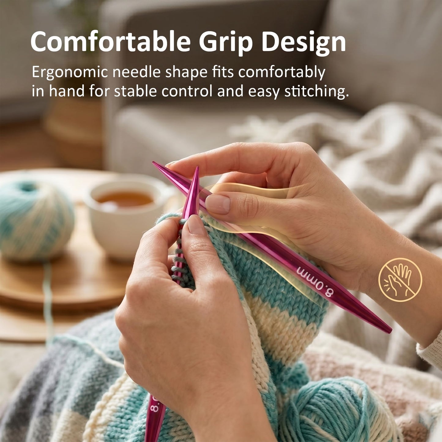 Astrumify 3.94-Inch(10cm) Interchangeable Circular Knitting Needles Set 13 Pairs(3mm-10mm) of Premium Aluminum Needles & Accessories