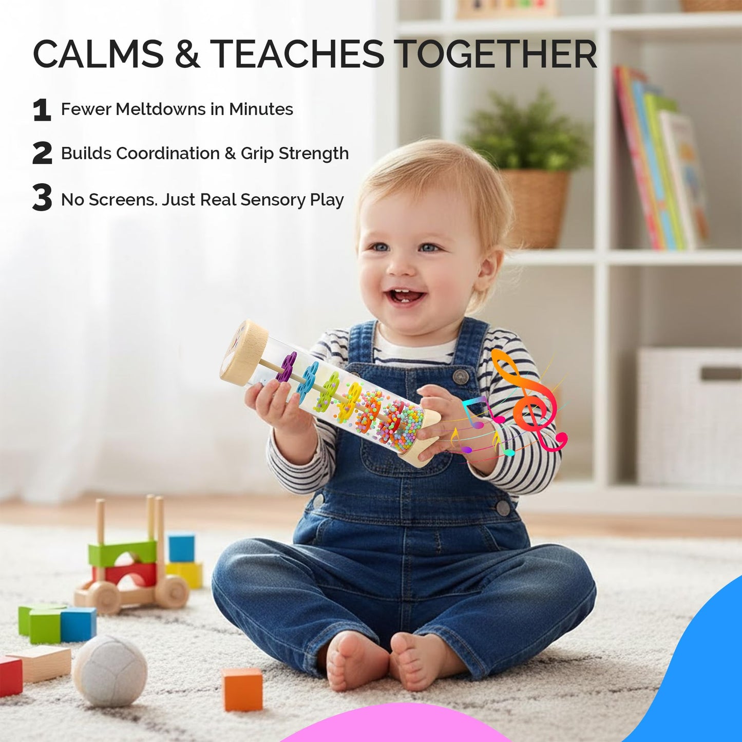 SmileyBubs Montessori Baby Toys 7–9 Months, Developmental Tools for 7+ Month Babies, Baby Sensory Toys - A Sliding Box, Mirror Puzzle, Stacking Cups, Treasure Basket, Rain Stick, Animal Flashcards