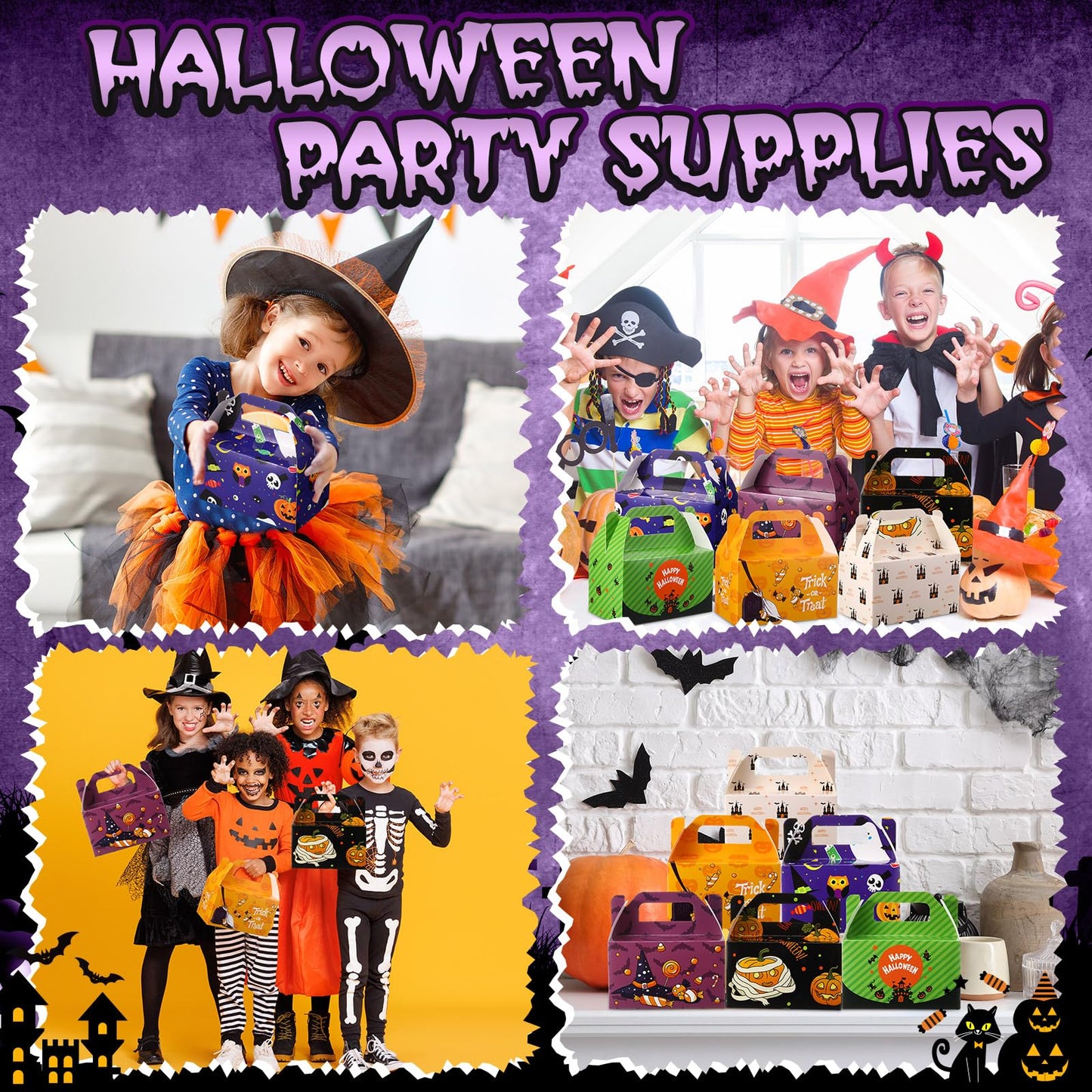 Zhanmai 36 Pack Halloween Treat Goodie Boxes Halloween Ghost Cookie Container Cupcake Snack Box with Handle Party Favor