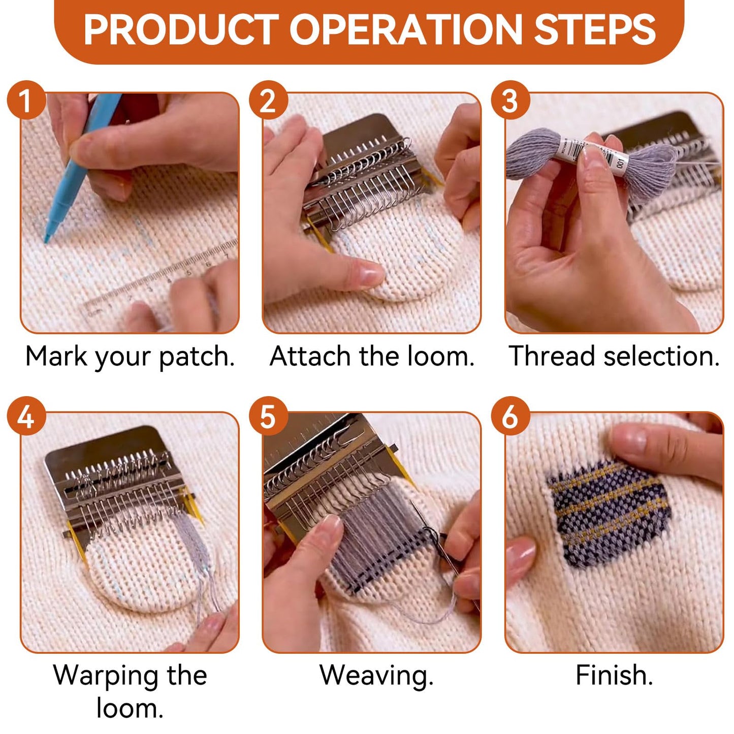 Small Weaving Loom, 28 Pins Darning Loom Mini Loom Machine Wooden Weaving Loom Kit Arts Darning Tool for Mending Jeans Socks Clothes