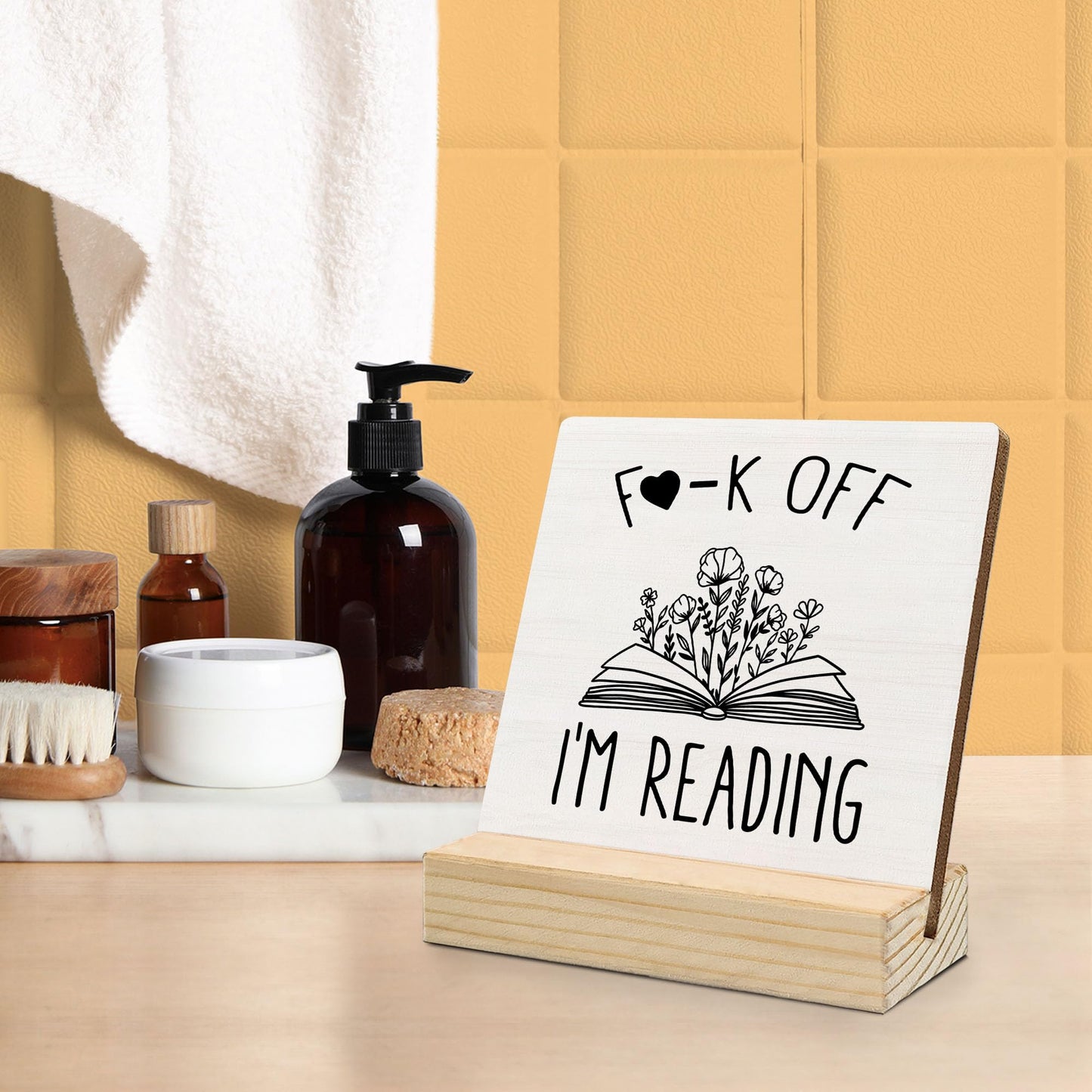 Mfyossrll Book Lovers Gifts Desk Decor, Funny I'm Reading Decorative Signs & Plaques, Book Reader Bookworm Gifts Desk Sign with Wooden Stand for Reading Room Corner Nook Library Shelf Table Decor