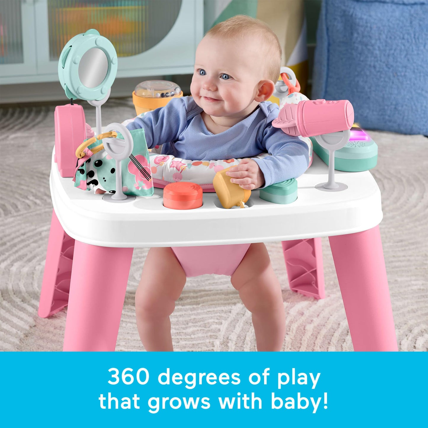 Fisher-Price Baby to Toddler Toy 3-in-1 Musical Moments Activity Center & Play Table with Music Lights & Developmental Activities