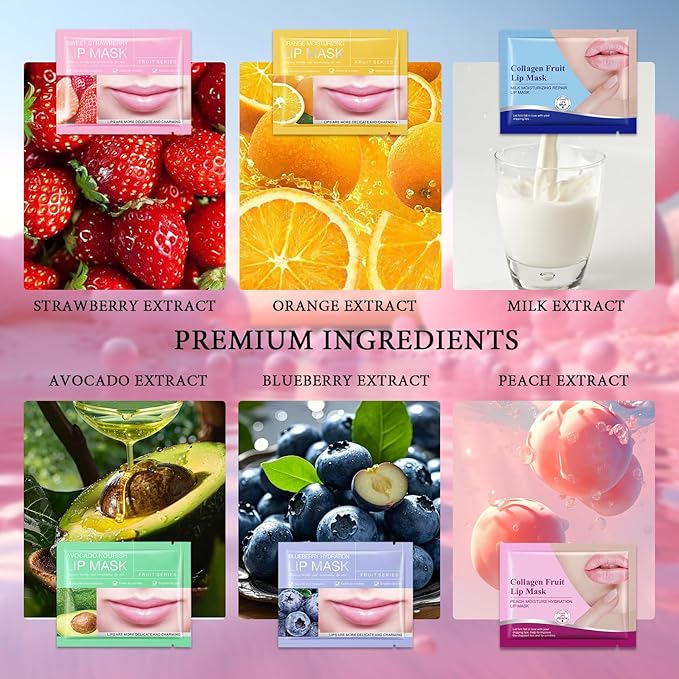30PCS Hydrating Lip Mask,Overnight Lip Masks Bulk,Moisturizing Lip Patches Great for Dry Lips,Nourishing Lip Sleeping Mask Lip Care Kit for Women and Men