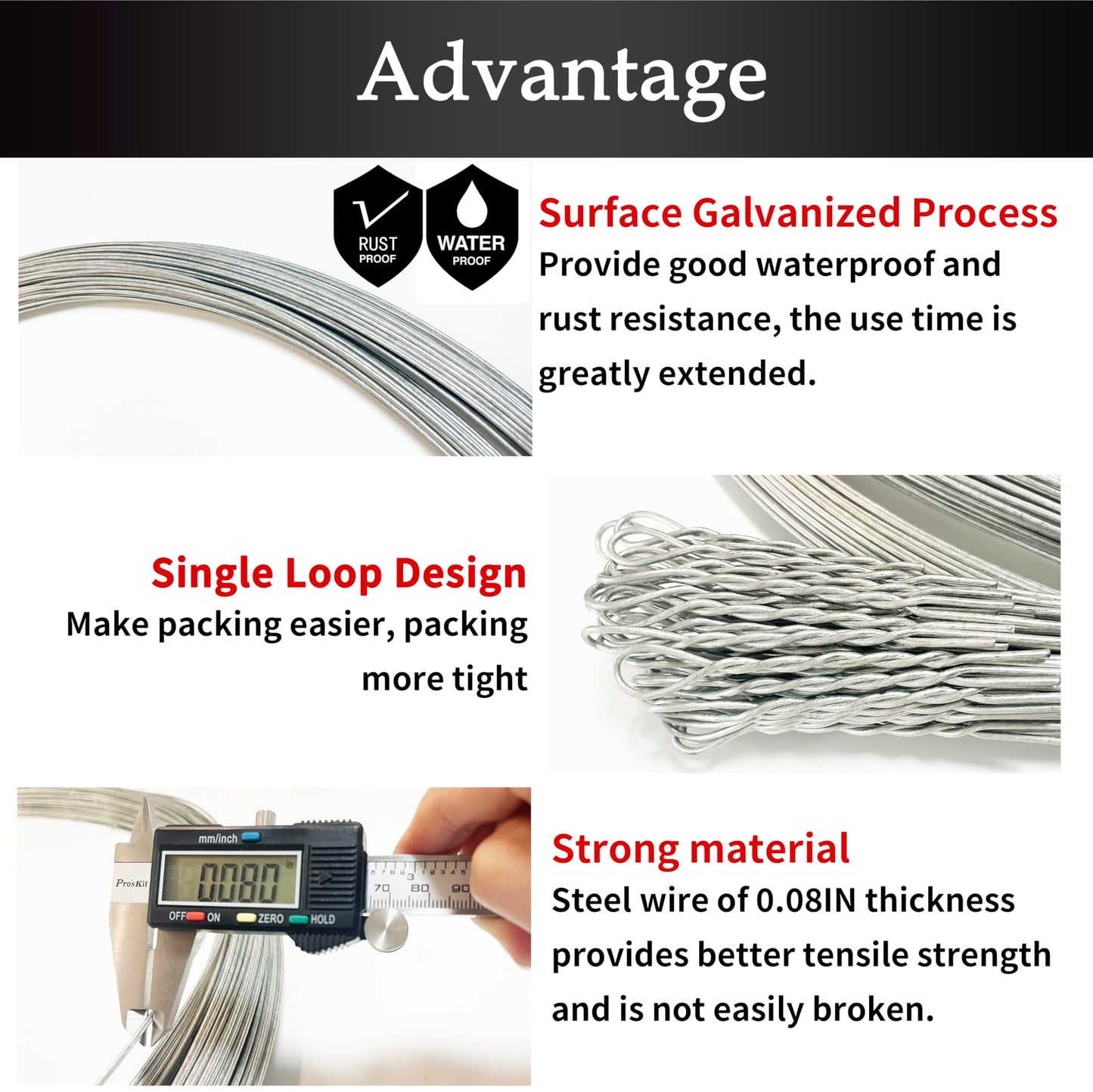 RETON-PPE Baling Wire 14 Gauge 14 Feet 50PCS,Bale Wires Ties Galvanized Steel Wire Bulk,Heavy Duty Bailing Wire Roll 50 Count Bundle Single Loop,HIGT Strength Emergency Bailing Wires for Cardboard
