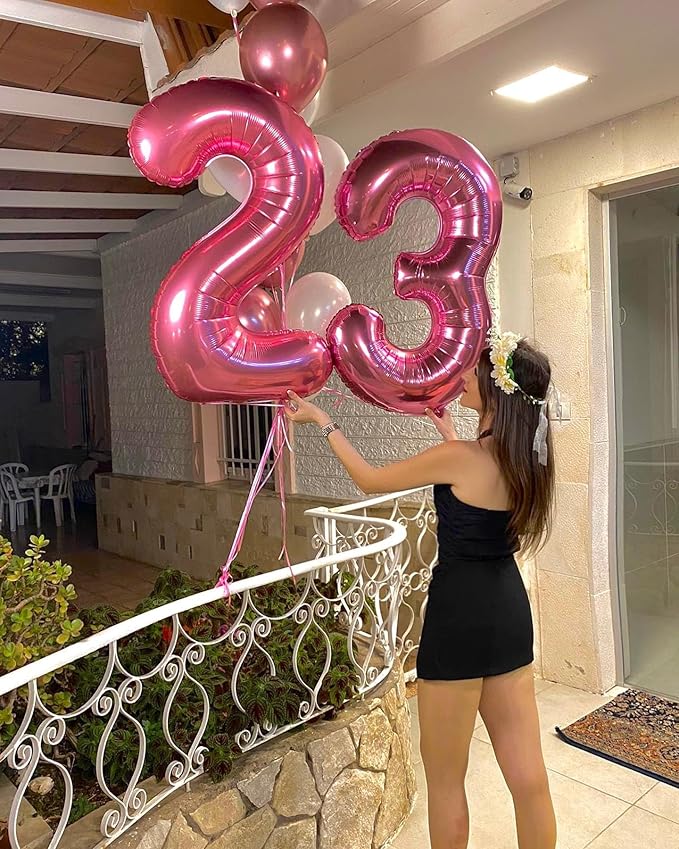 Pink Number 2 Balloon 40 Inch, 2nd Birthday Decoration for Toddlers Girls Boys, Sparkling 2 Number Balloon Party Decor