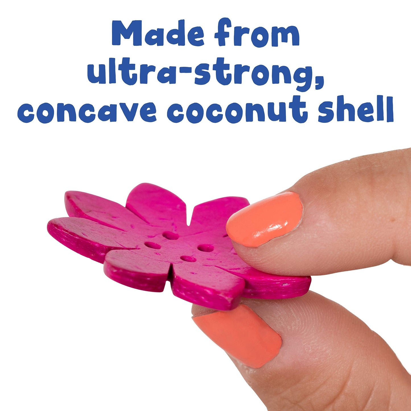 READY 2 LEARN Coconut Flowers - Set of 50-6 Shapes - 5 Colors - Natural, Hand Made Counters for Kids - Use for Crafts and Jewlry Making