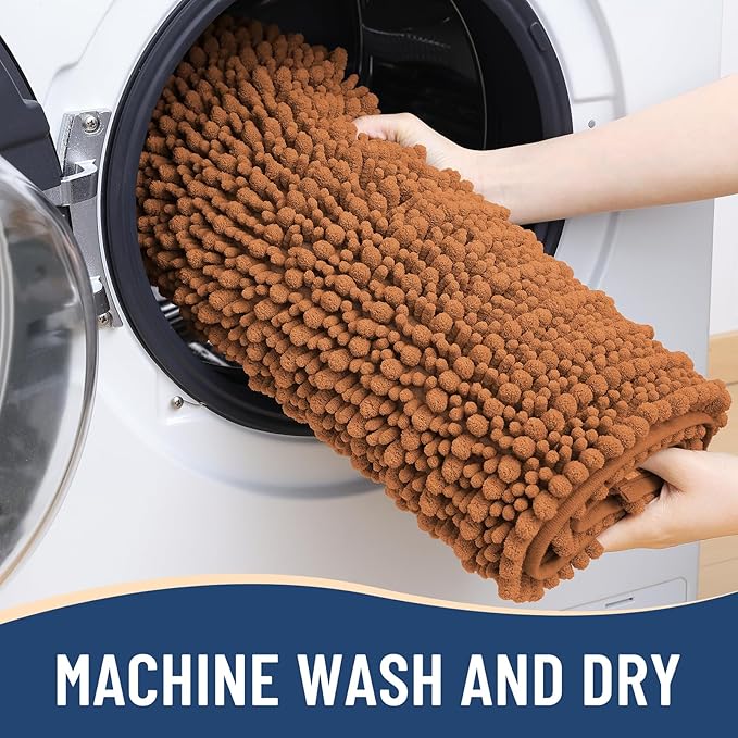 Arotive Luxury Chenille Bathroom Rug Mat, Extra Soft Thick Absorbent Shaggy Bath Rugs, Non-Slip Machine Wash Dry, Plush Bath Mats for Bathroom, Shower and Tub, 36x24, Clay