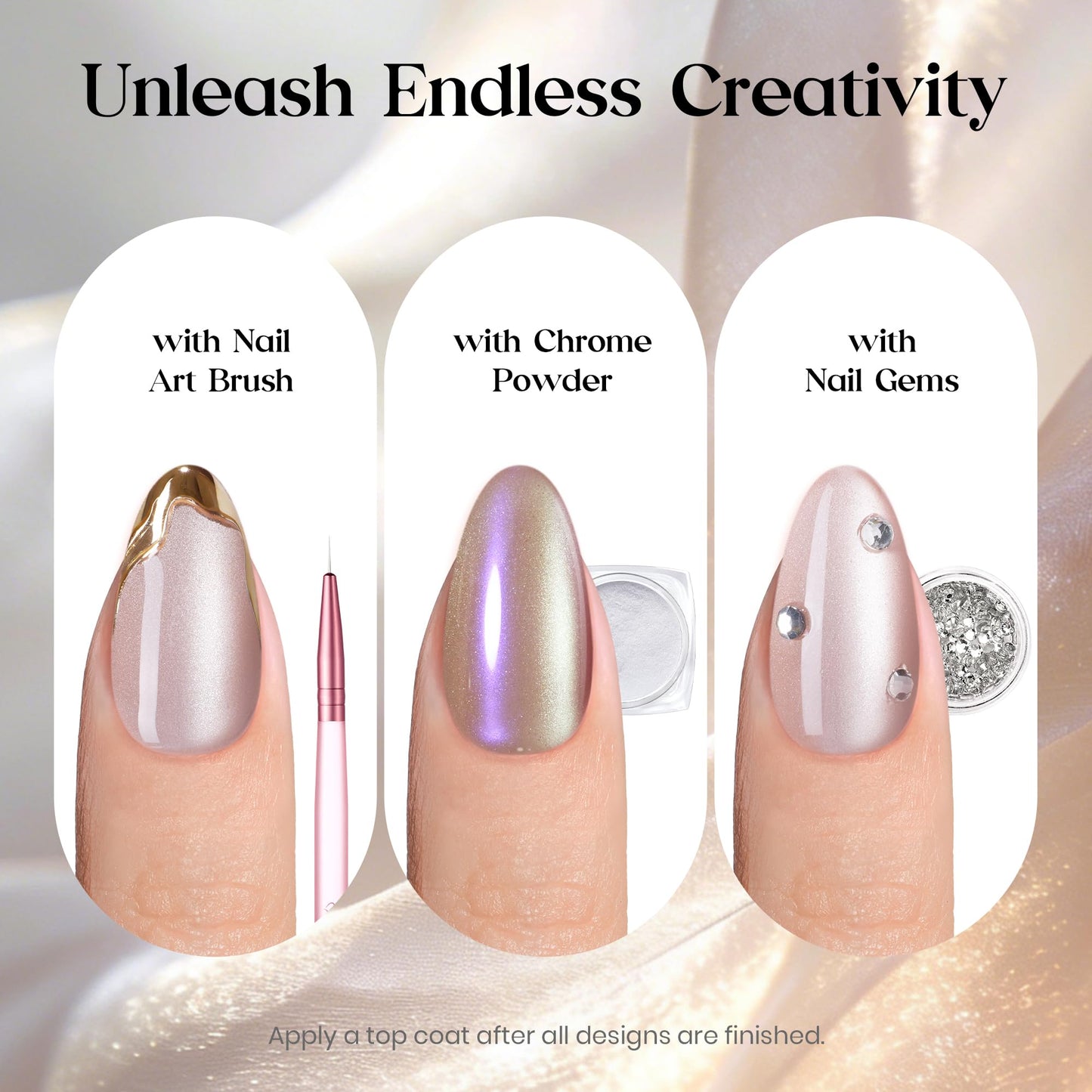 Beetles Cat Eye Press on Nails, Motion Glow Short Almond Nail Tips Set, Full Cover Fake Nail Tips Soft Nail Gel Extensions for Nail Art, 160PCS 16 Sizes, Salon Quality Look DIY Manicure Luster Glow
