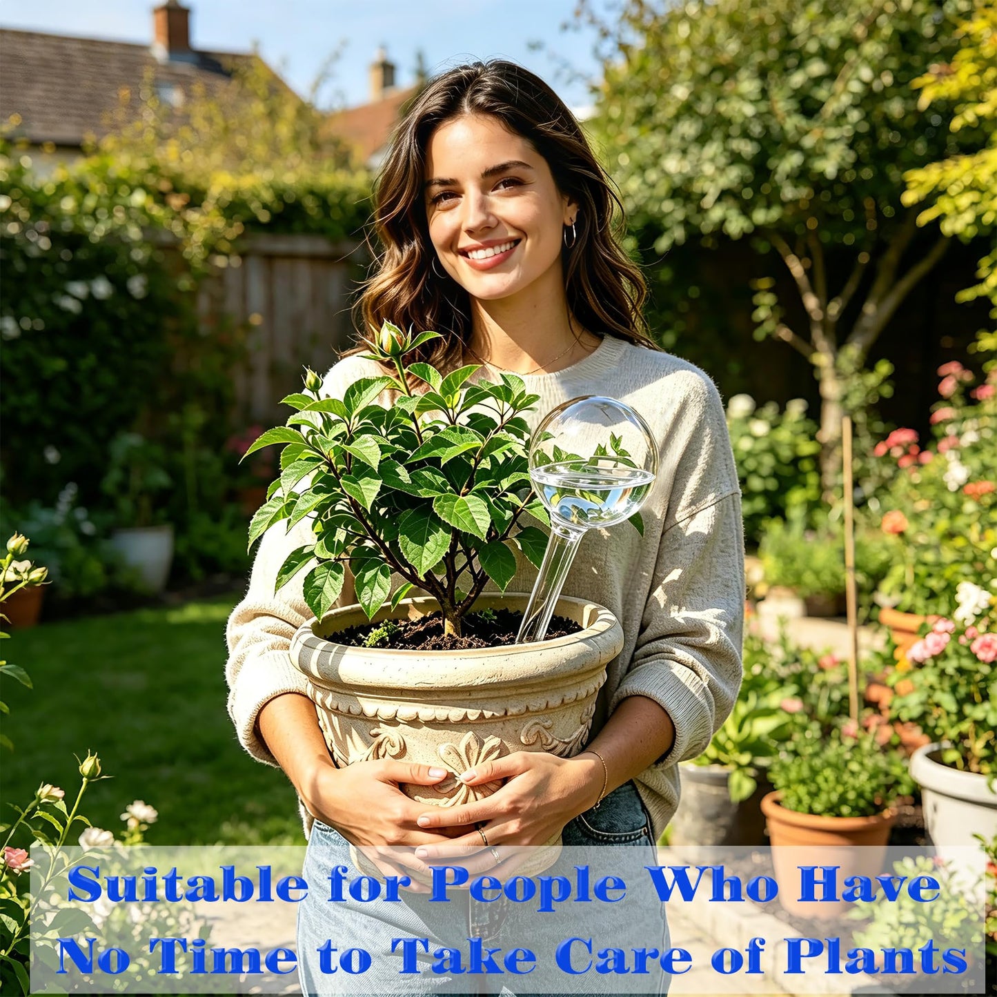 Plant Automatic Watering Devices, Clear Plastic Self-Watering Bulbs Flower Automatic Watering Device While Away Garden Waterer for Plant Indoor Outdoor