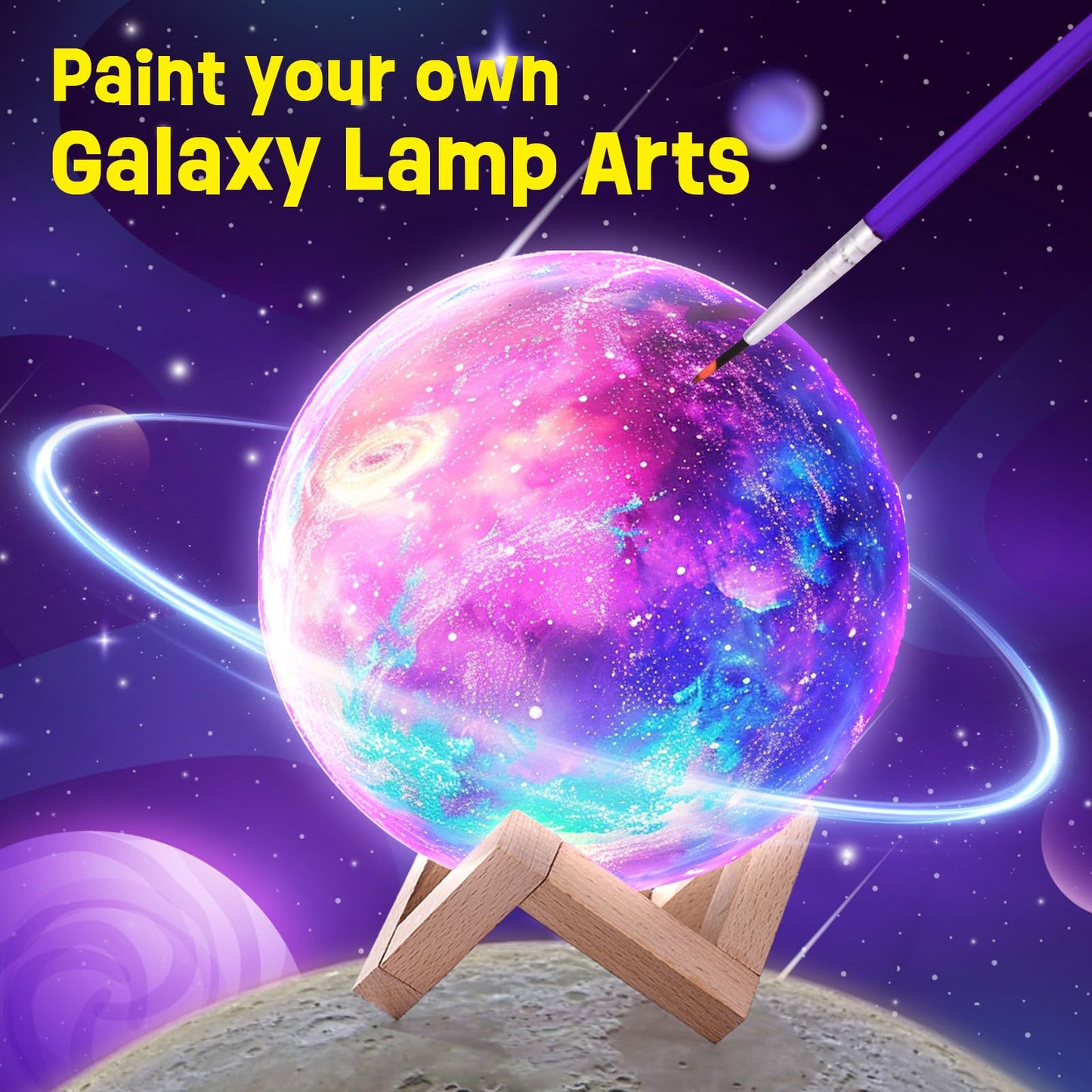 LAOESE Paint Your Own Moon Lamp Kit, Cool Gifts DIY 3D Moon Night Light, Arts and Crafts for Kids Ages 8-12, Space Art Supplies Craft Kits, Girls Boys Birthday Gifts for Kids Ages 3 4 5 6 7 8-12+