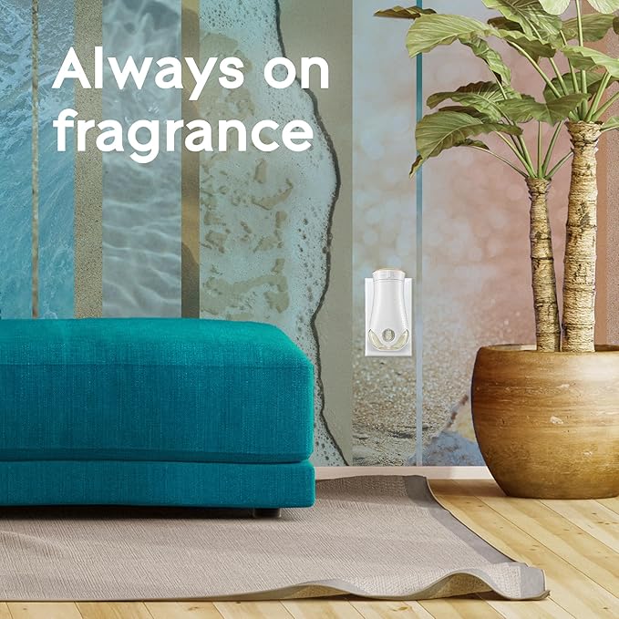 Glade PlugIns Refills Air Freshener Starter Kit, Scented and Essential Oils for Home and Bathroom, Aqua Waves, 4.02 Fl Oz, 2 Warmers + 6 Refills
