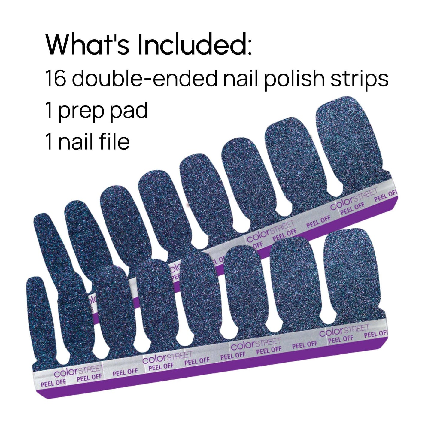 Color Street Dark Nebula Nail Strips - Midnight Purple with Holographic Shimmer - Shimmer Finish - 16 Double-Ended Nail Polish Strips