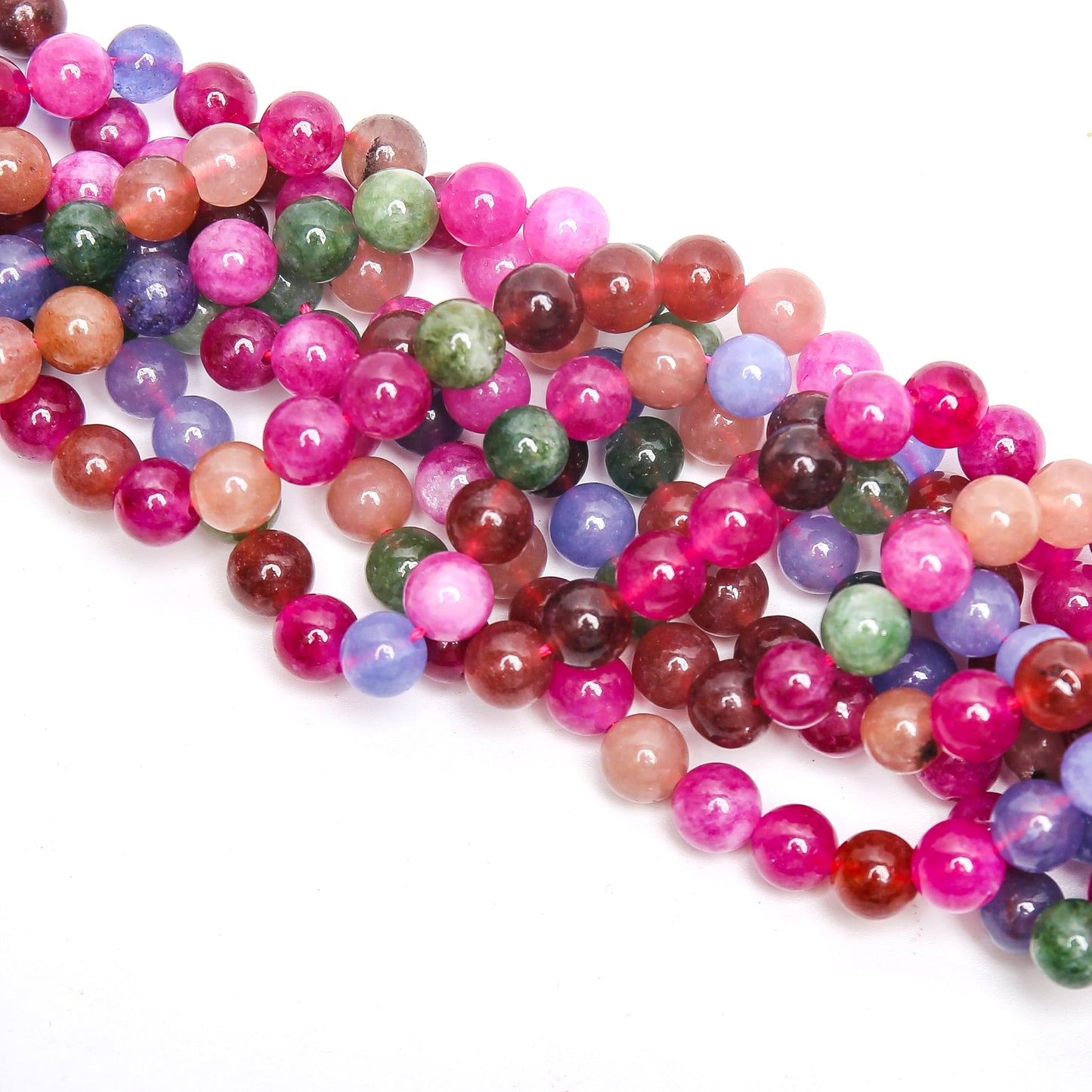 70PCS Natural 8MM Healing Gemstone, Colorful Tourmaline Energy Stone Round Loose Beads, Semi-Precious Crystal Beads with Free Elastic String for Jewelry Making DIY