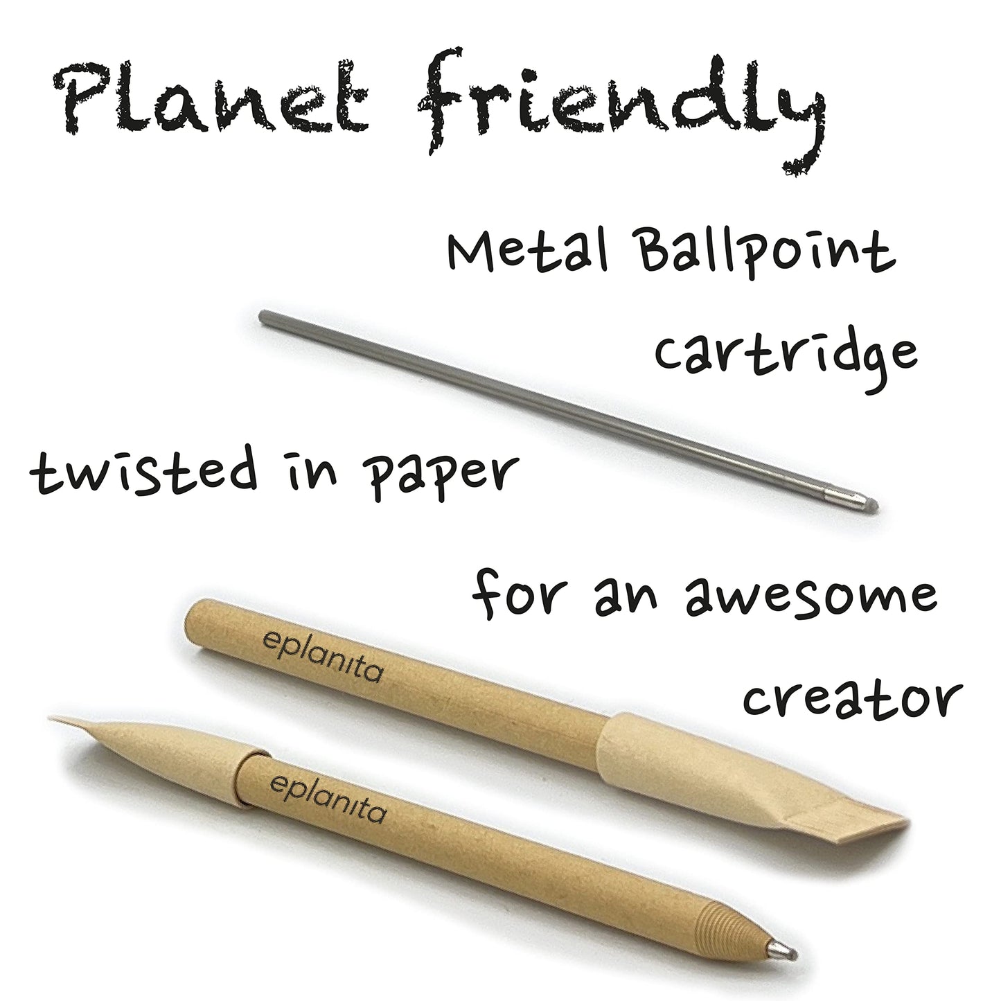 eplanita I’M PERFECT FOR SCRIBBLE – Eco Friendly Pens (Pack of 48), Black Ink Ballpoint Biros, Sustainable Stationary Supplies, For Office or School, One Tree Planted