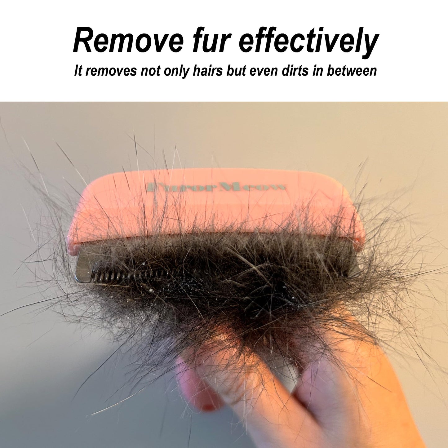 FurorMeow Pet Deshedding Tool with Curve Blade, Cat Grooming Brush, Tight V-shaped Teeth Shedding Comb for Cats and Dogs (Pink, Small)