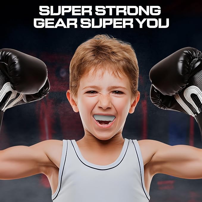 Sports Mouth Guard for Kids,Youth,Boys,Girls,Child Teen Mouthguard with Case (BPA Free) for Boxing, Martial Arts,MMA Karate,Lacrosse,Football,Soccer and All Contact Sports (White)