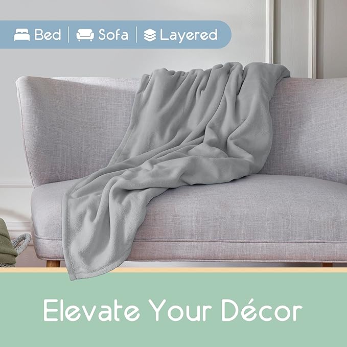 Vellux Twin Size Microfleece Blanket | Fleece Bed Blanket | All-Season Comfort | Supersoft Lightweight | Plush Throw Blanket for Bed Couch or Sofa | Pet-Friendly | Light Grey