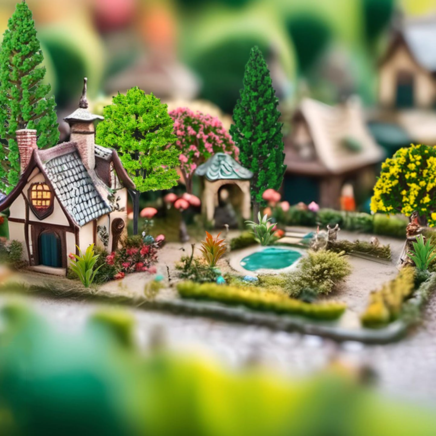 MOMOONNON 32pcs Model Trees 1.1-5.1inch Mixed Diorama Model Tree Colourful Flower Trees Grass Architecture Mini Trees for Crafts Building Model Railway Scenery Landscape Supplies (Style 01)