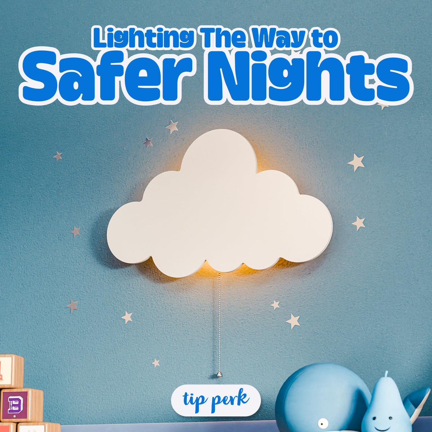 Tip perk Floating Cloud Wall Lamp for Baby Nursery | Cute Floating Cloud Lamp for Kids Bedroom | Battery-Operated Hanging Night Lights for Bedroom