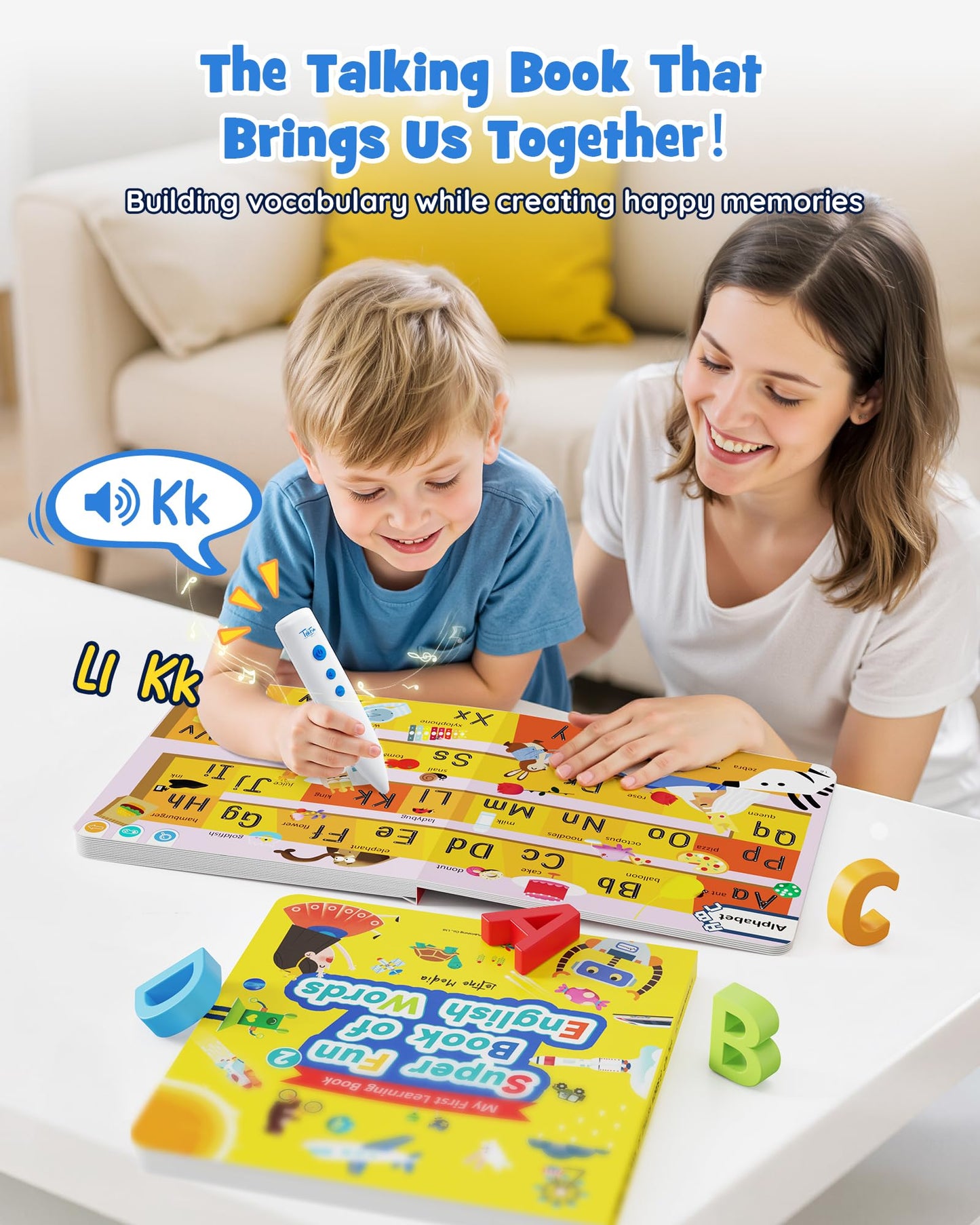 Musical Word Talking Pen Book Set, Interactive Audio Sound Books, Learning Education Toys, Early Educational Autism Therapy Birthdays for Toddlers Kids 1 2 3 4 5
