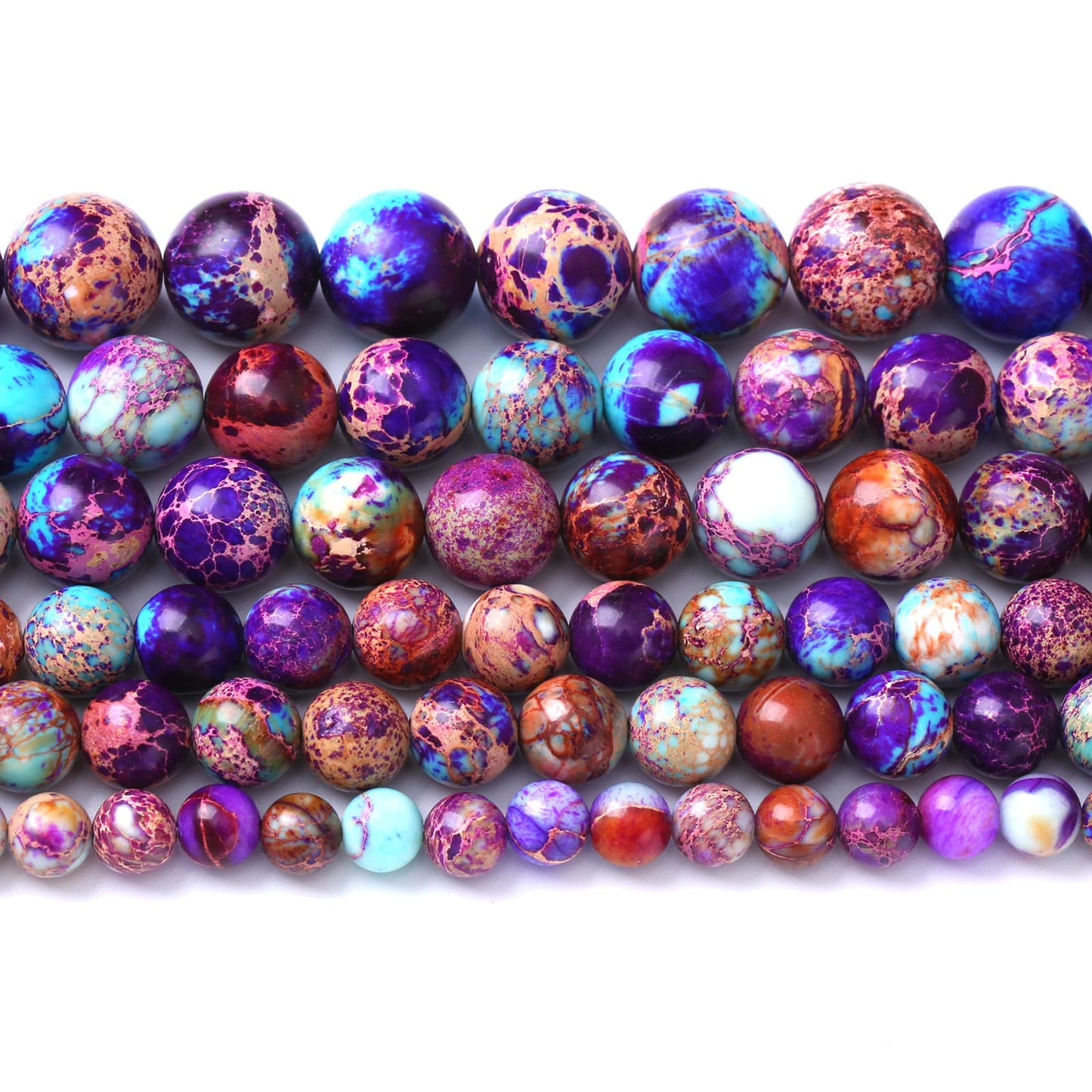 4MM 88PCS Natural Stone Galaxy Purple Sea Sediment Imperial Jasper Loose Beads for Jewelry Making DIY Bracelet Necklace