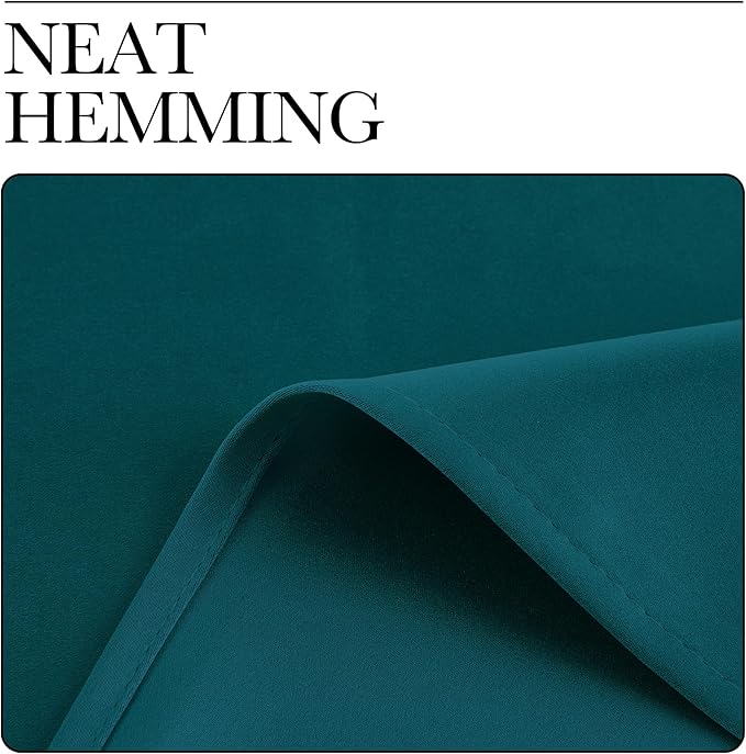 NICETOWN Teal Blackout Cafe Faux Silk Curtains for Small Windows, 42" Wide by 63" Long, 2 Panels, Grommet Thermal Insulated Blackout Satin Drapes for Bedroom