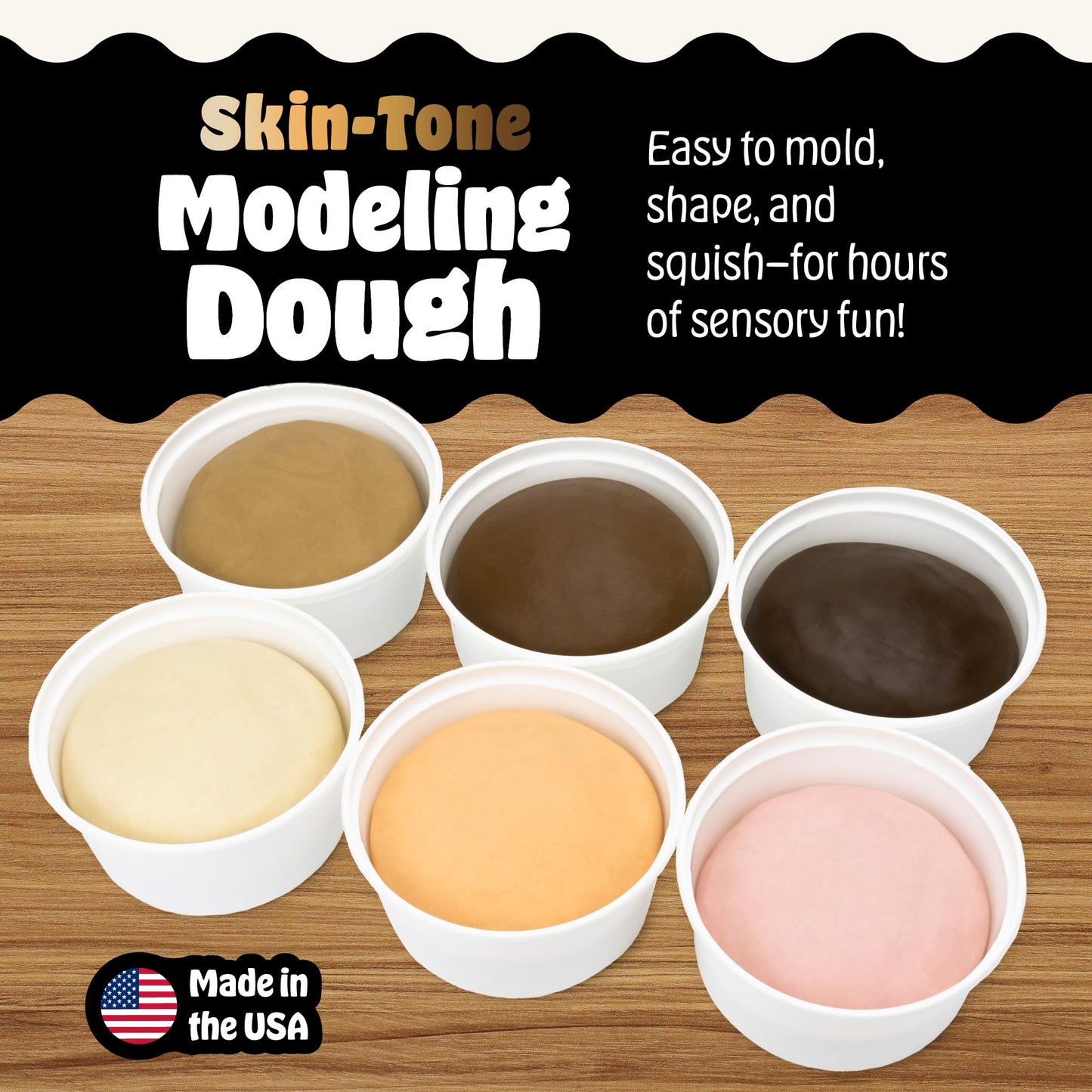 Hygloss Play Modeling Dough for Kids – Multicultural Skin Tones – Safe & Non-Toxic Sensory Dough for Arts & Crafts – Play Clay for Toddler Activities, Preschool Classroom Must-Haves (3 lb, Ivory)