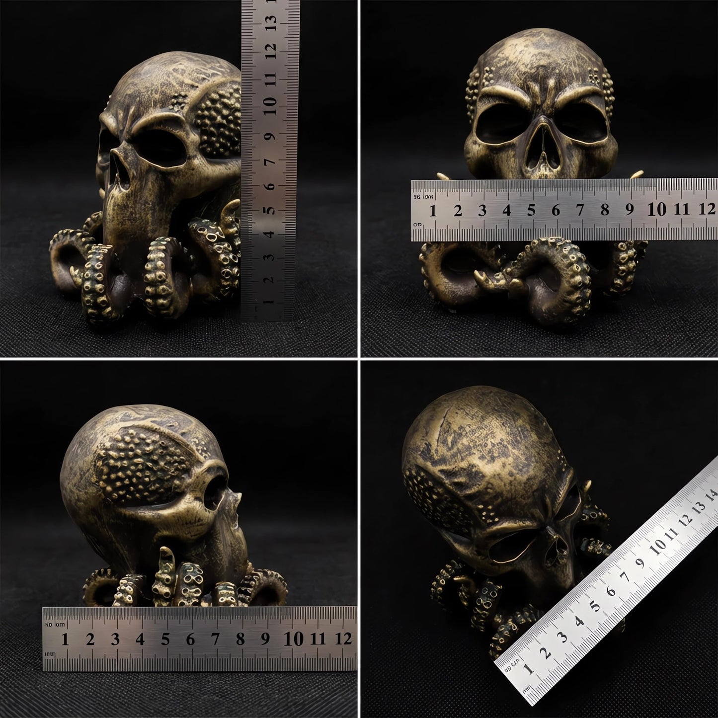 Wizerlis Cthulhu Statue, Cthulu Skull Head Octopus Figurine,Kraken Decor Octopus Statue,6" H Skull Creature Fantasy,Desktop Decoration Halloween Ornaments,Steampunk Decor Diablo Decoration.
