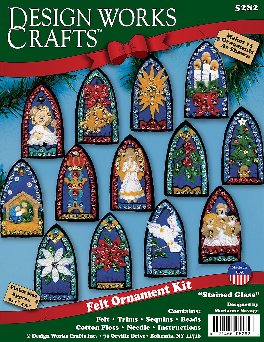 Stained Glass Felt Ornament Kit - Set/13