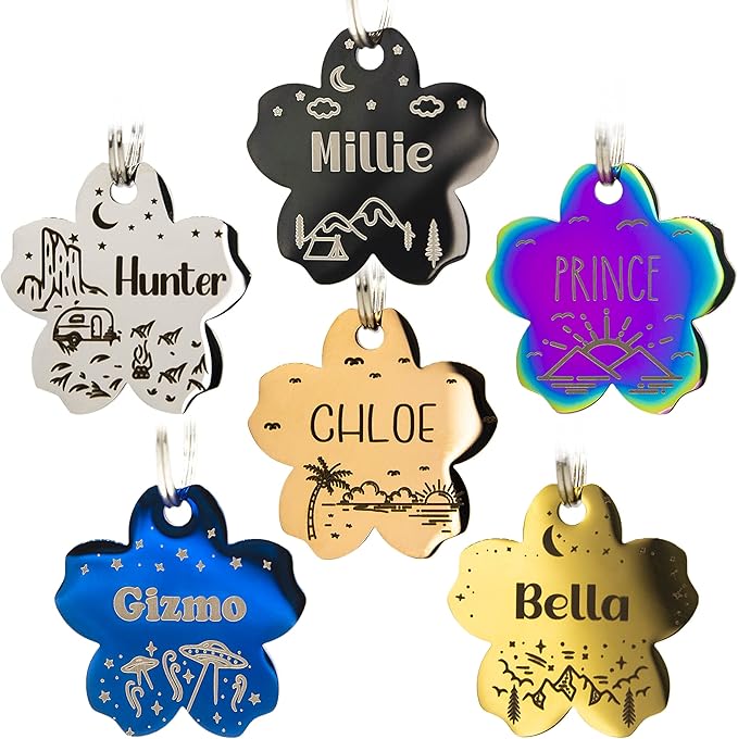 Personalized Dog Tag with 5 Lines of Custom Deep Engraved Durable Stainless Steel Pet ID Name Tag Designer Small Size Bone