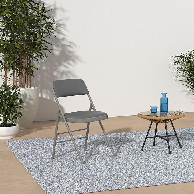 Amazing for less Pack of 4 (Fabric/Vinyl) Steel Frame Metal Foam Padded Folding Chairs (Black, Gray, White)