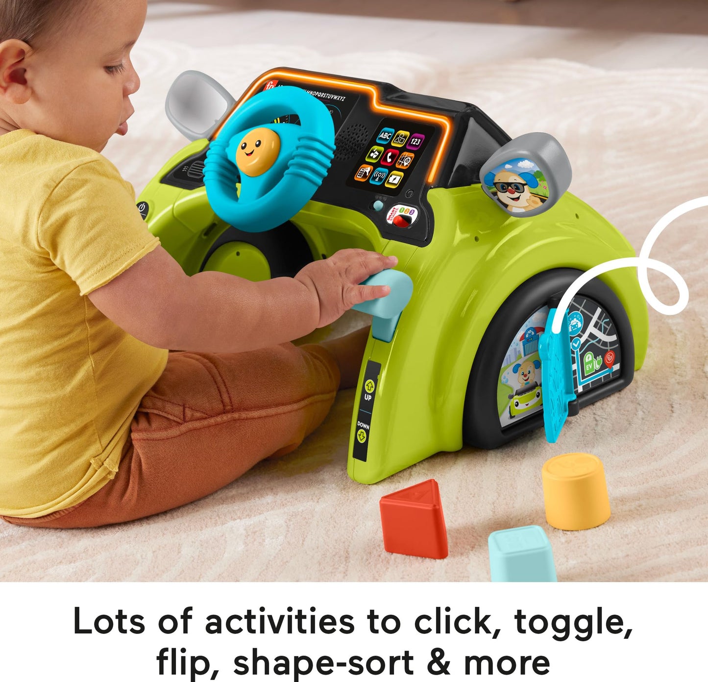 Fisher-Price Baby & Toddler Learning Toy Laugh & Learn Sit & Steer Driver Car Activity Center with Smart Stages for Ages 6+ Months