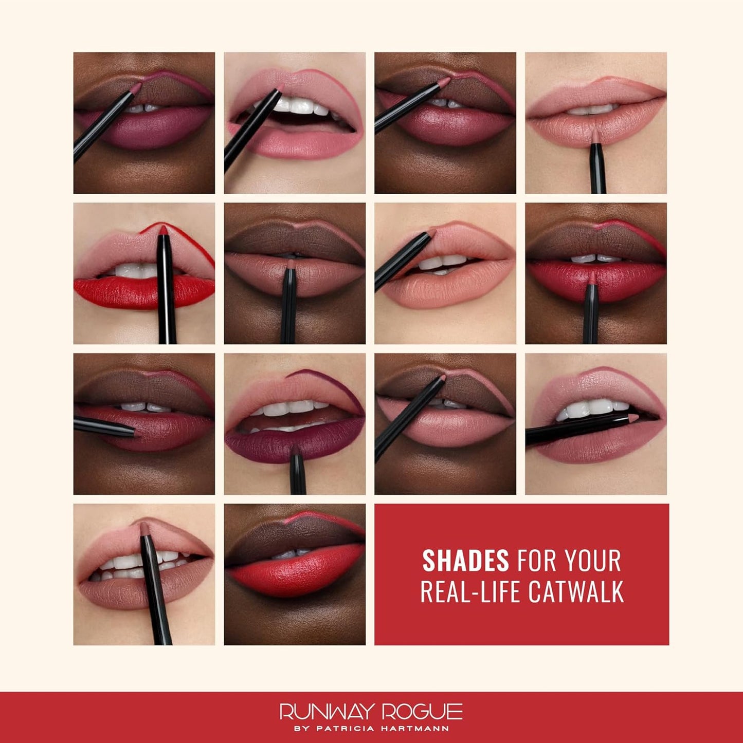 Runway Rogue Designer Liner Lip Pencil, Matte Light Sandy-Beige Lip Liner Pencil and Lip Liner Sharpener, ‘Spotlight’