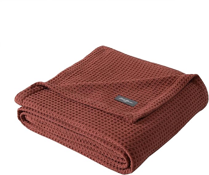Eddie Bauer Blanket Soft Waffle Weave Bedding, Medium Weight Bedroom Decor, Softens Every Wash, King, Orange