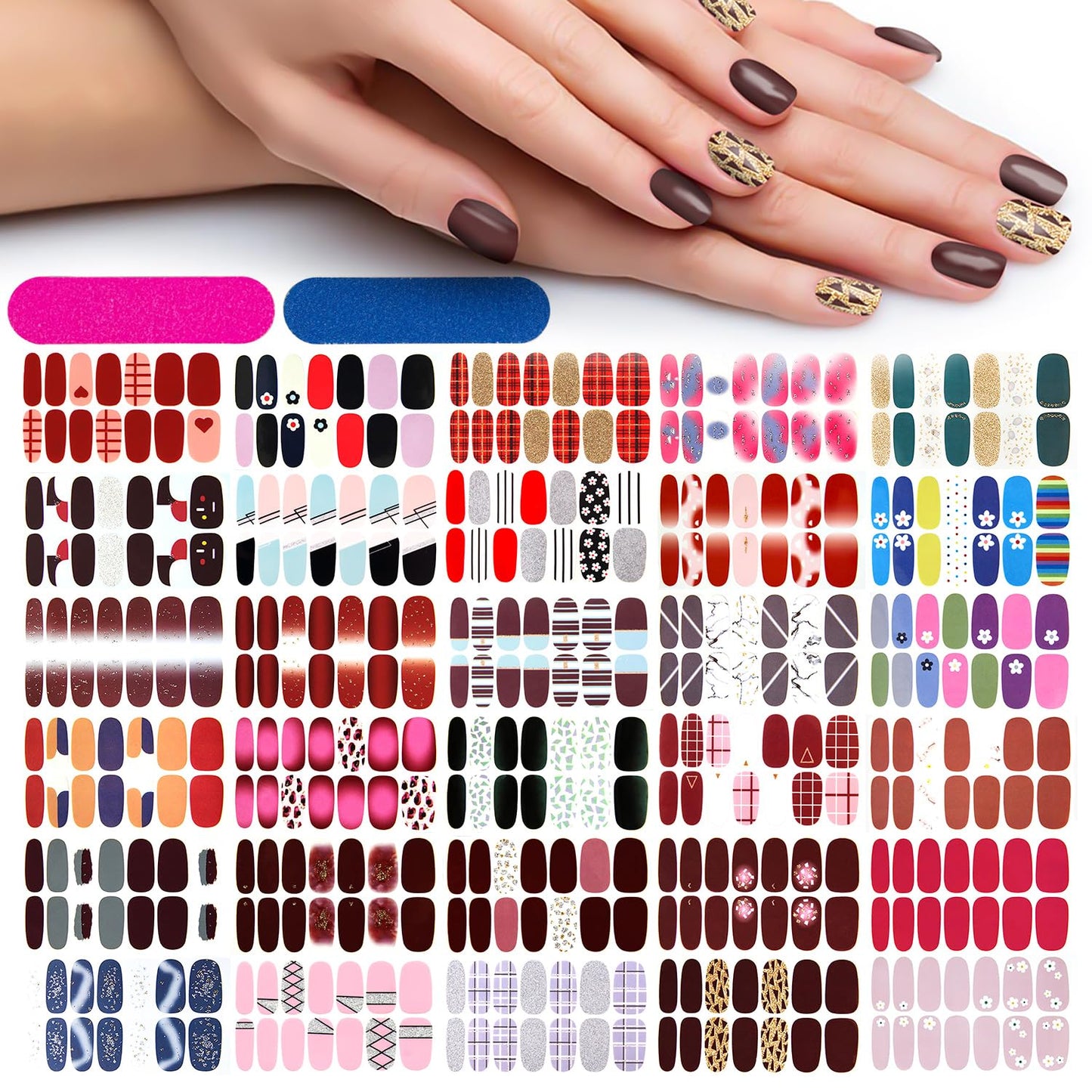DANNEASY 30 Sheets Nail Polish Strips for Women Full Nail Wraps Gel Nail Strips Self Adhesive Nail Polish Stickers Stick On Nails Fingernails Manicure Sticker for Nail Art with Nail File