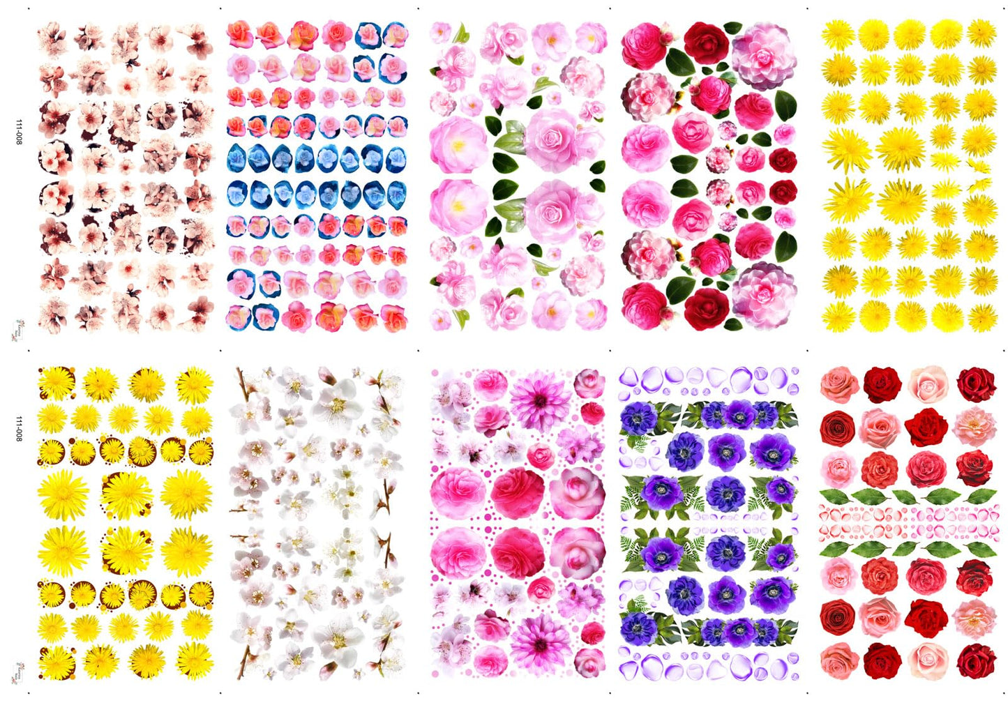 Nail Decals [10 Sheets] Spring Floral Nail Stickers Set Roses Blossoms Dandelions Petals Soft Pastel Flowers Bright Garden Variety Delicate Natural Designs for Fresh Elegant Manicure Styles Vibrant