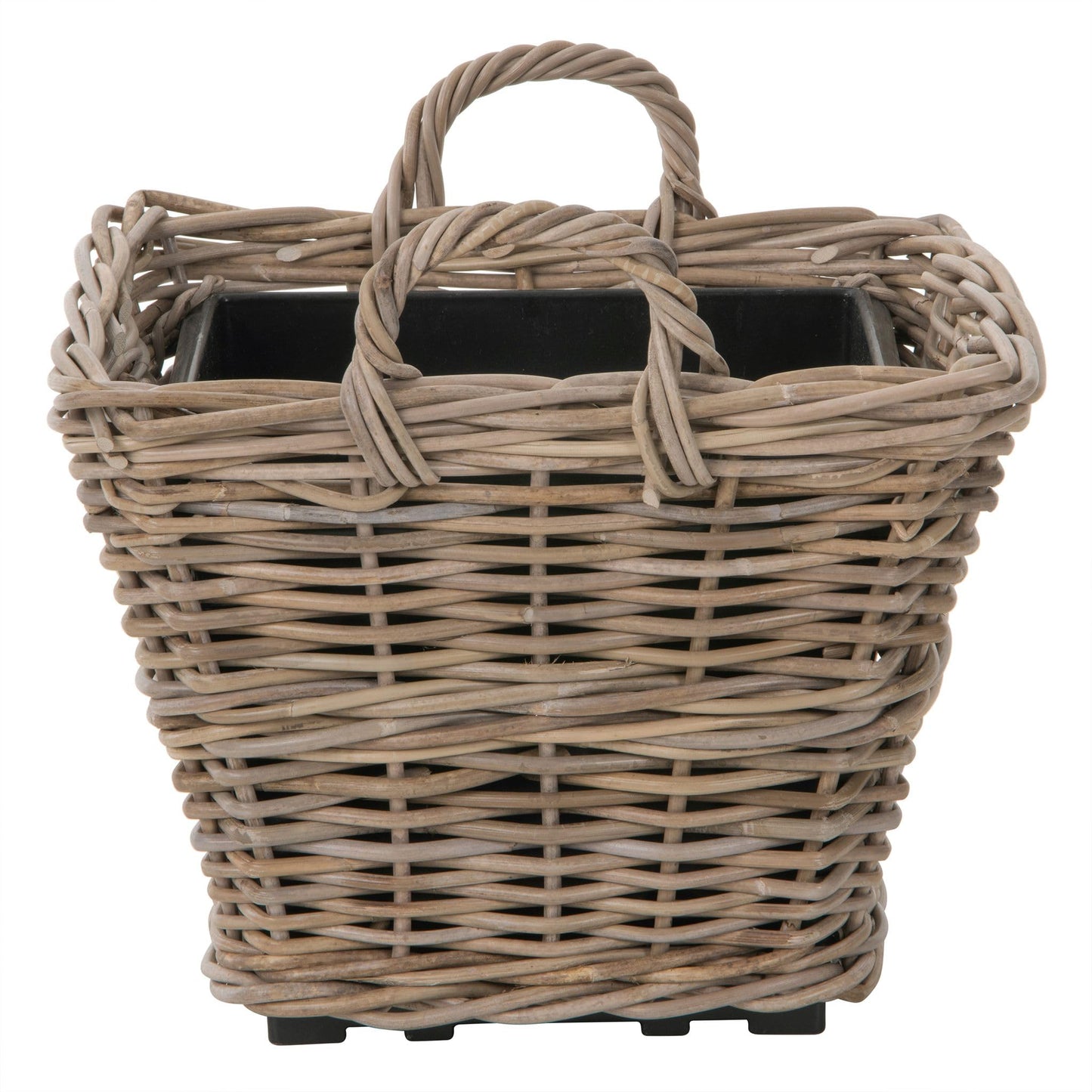 Kouboo Rectangular Rattan Planter Basket 1.25 Gallon Capacity Plastic Pot Liner with Drain Holes Included No Saucer Indoor and Outdoor Use