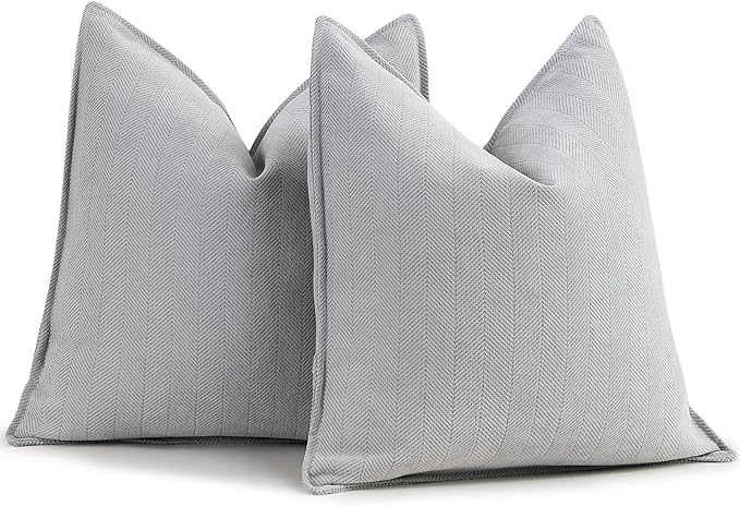ZWJD Light Gray Pillow Covers 22x22 Set of 2 Chenille Throw Pillow Covers with Elegant Design Soft and Luxurious Decorative Throw Pillows for Couch, Bed, and Home Decor
