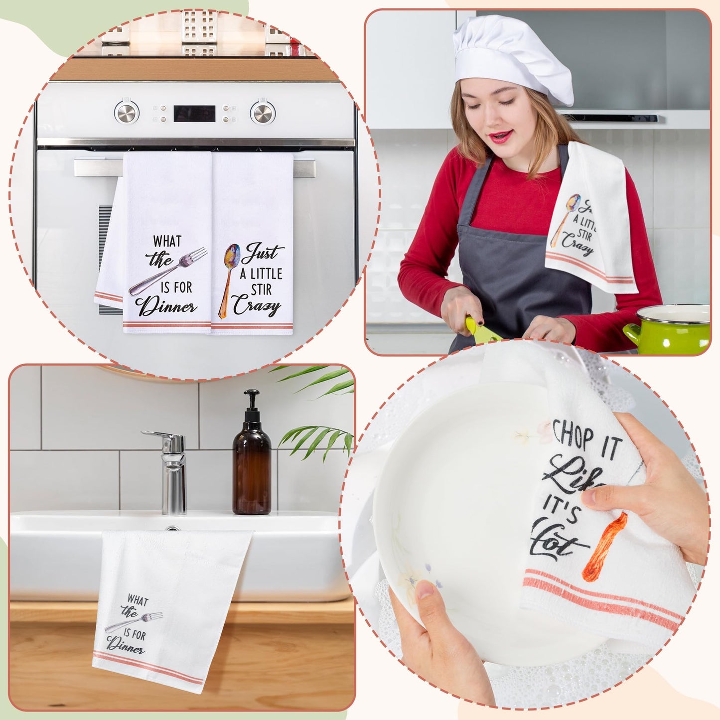 R HORSE 5Pcs Kitchen Dish Towel Funny Cookware Kitchen Dishcloth Absorbent Utensils Themed Cleaning Dishcloth Bar Hand Towel Gift for Baking Lover Mom Women Housewarming New Home