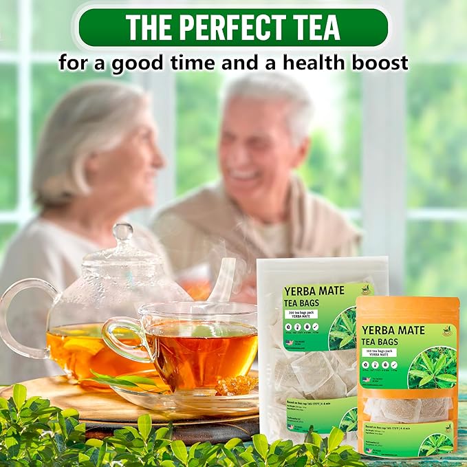 Yerba Mate Tea - Green Cut & Sifted - Unsmoked Energy Boost - 300 Tea Bags - Packed with Nutrients - Your Perfect Coffee Replacement