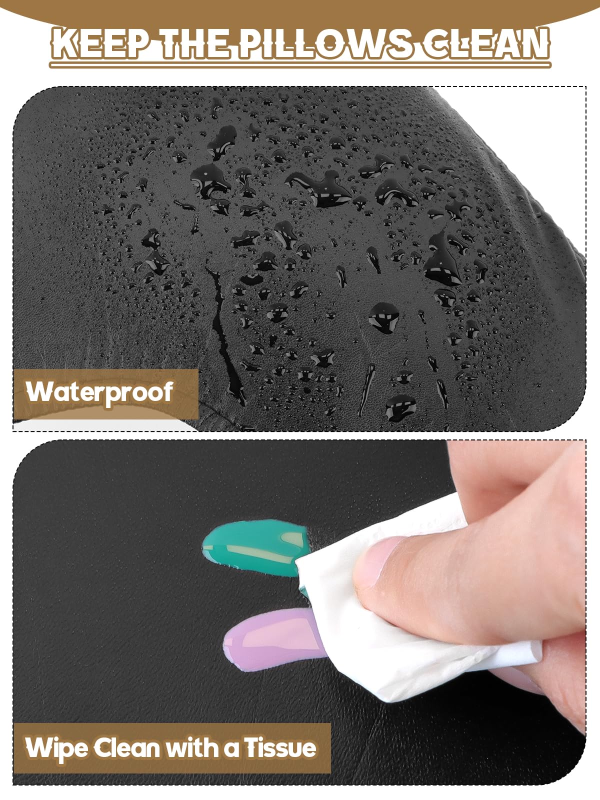 EBANKU Set of 2 Nail Arm Rest Covers for Nails Tech, Black Arm Rest Protector Covers, Premium PU Leather Waterproof, Suitable for U-Shaped Professional Manicure Nail Hand Rest