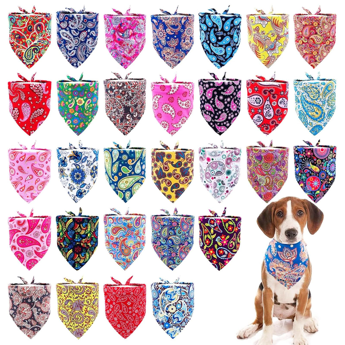 Pai Sence Pride Day Dog Bandanas Bulk for Small Dogs Sewn Edges 18" 30Pcs S