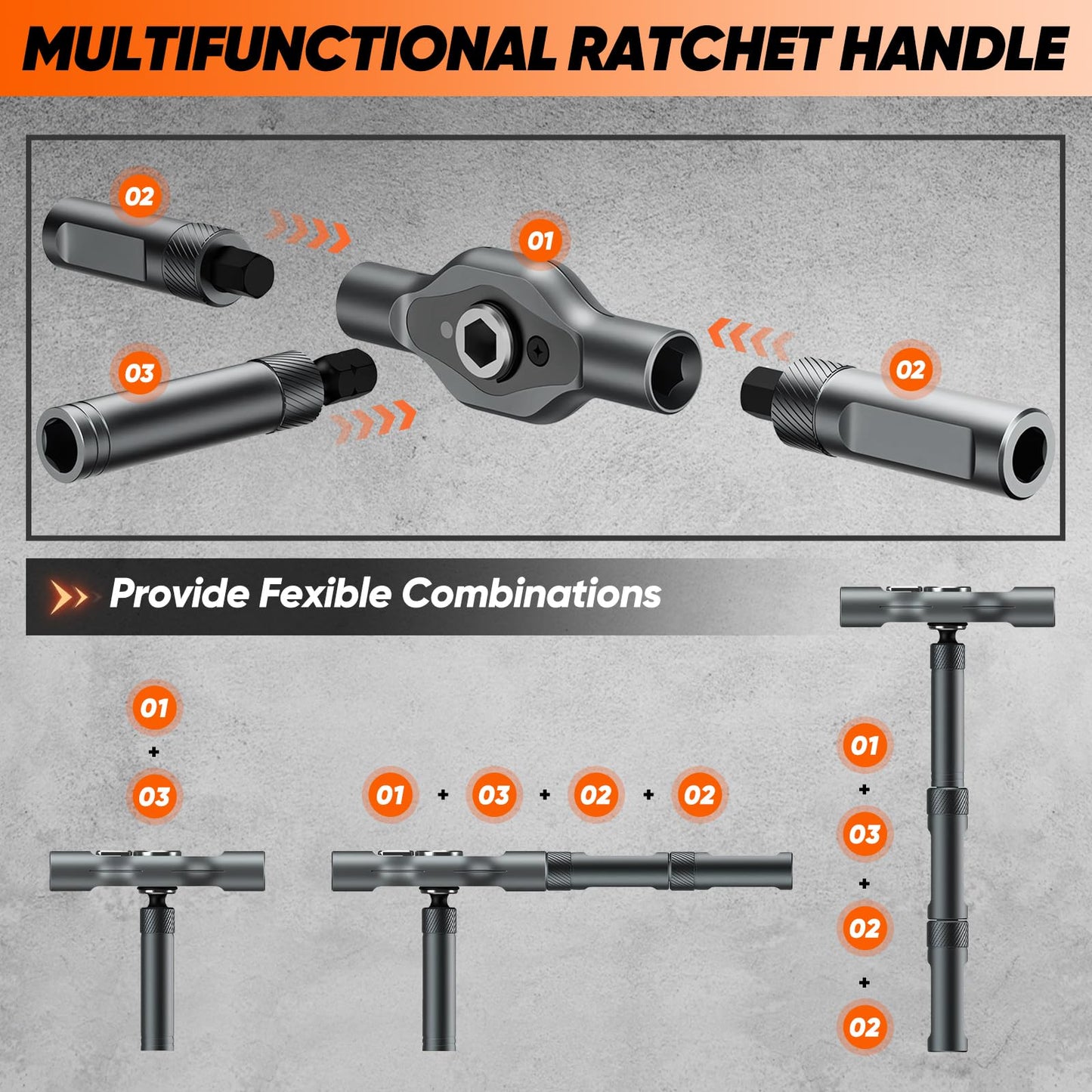 Saker 42 in 1 Magnetic Screwdriver Set, Multi Bit Free Combination Ratchet Screwdriver Set Portable Repair Tool Kit for Gifts Furniture, Computer, Bicycle and DIY Grey