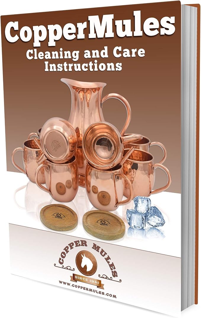 Copper Mules PURE Copper Mug RAW Copper Interior Ideal for Ayurvedic Health Benefits and Moscow Mules - Hand Hammered Finish - Authentic and Strong Riveited Handle - Holds 16oz