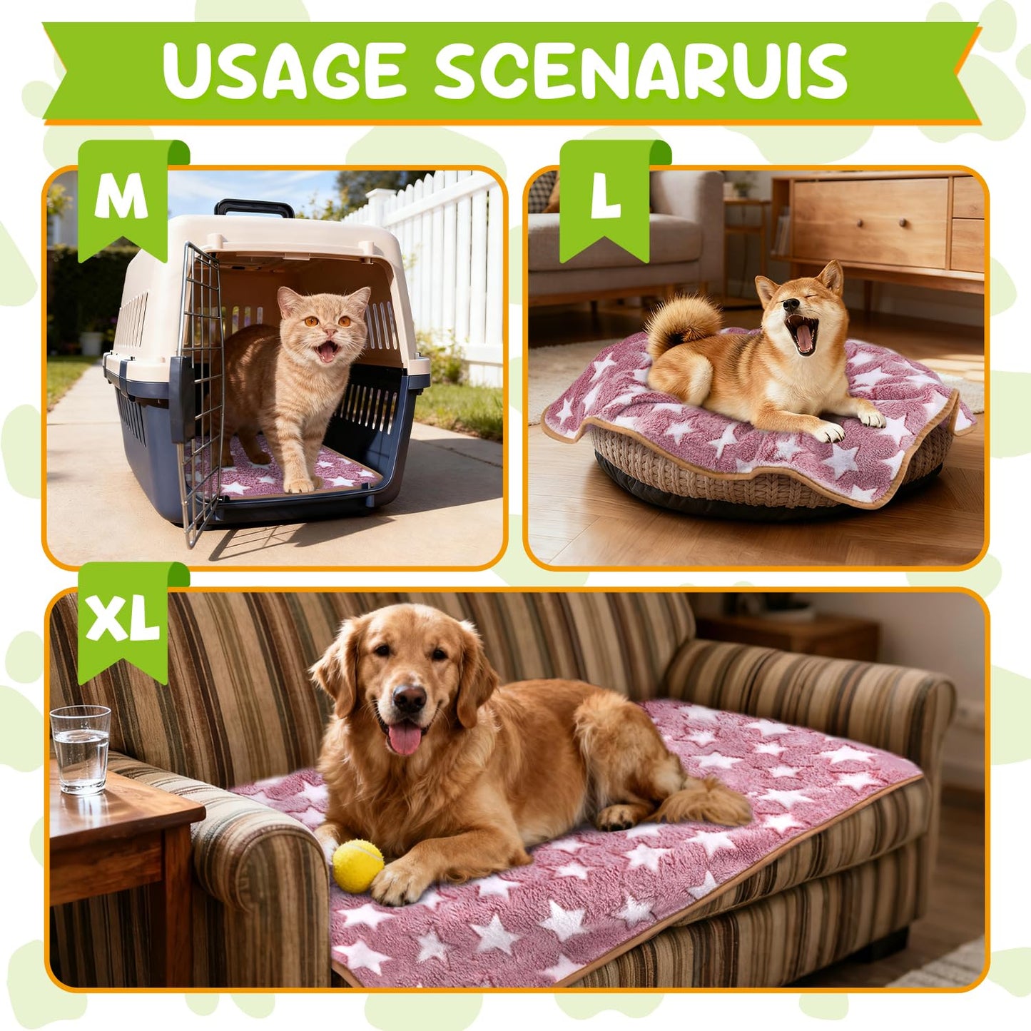 6 Pcs Dog Blanket Super Soft Pet Puppy Blankets Calming Blanket for Small, Medium Dogs Warm Sleep Mat Flannel Blanket for Dogs Puppy Cat (24"×16")